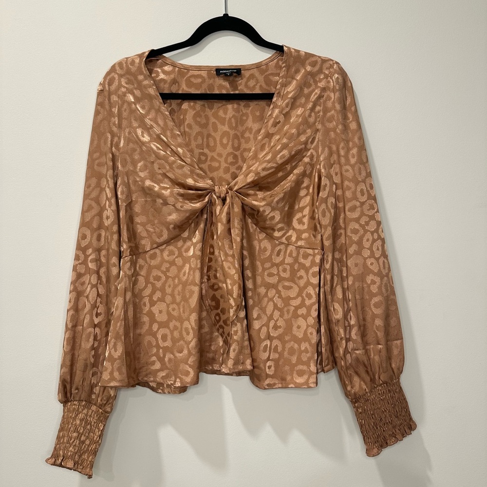 Mittoshop Leopard Tie Front Blouse